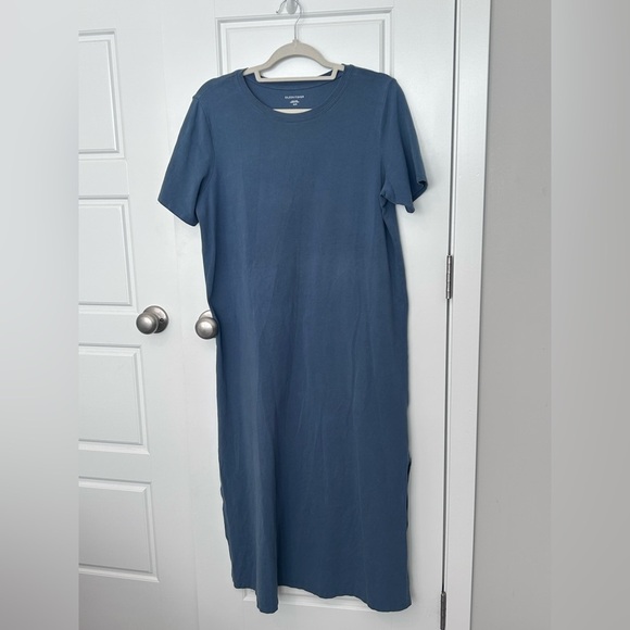 EILEEN FISHER Medium Pima Cotton Stretch Jersey Crew Neck T-Shirt Dress in Dusk - Picture 2 of 4